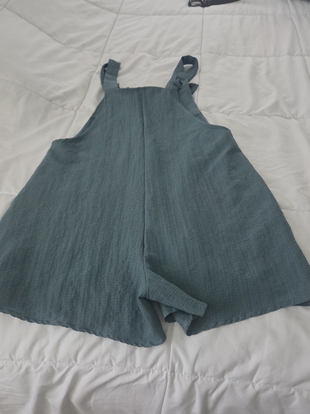 Textured Teal Romper with Adjustable Straps